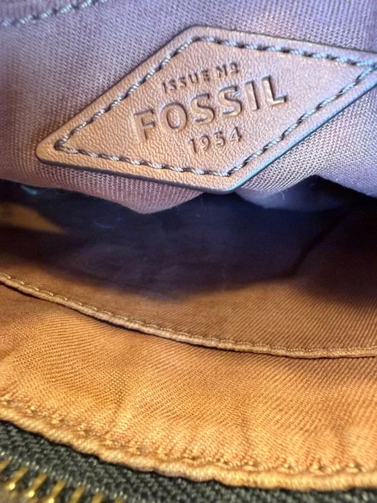 Fossil Boho Floral Coated Canvas Crossbody Bag Brown/Blue Gold (GUC) - Picture 3 of 17